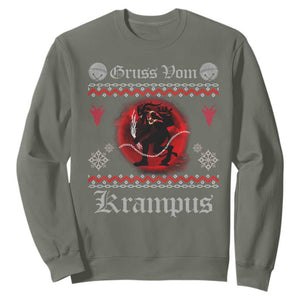 Christmas Krampus Sweatshirt Goth Xmas Gruss Von Krampus Ugly Christmas Sweater Evil Pajama TS10 Military Green Print Your Wear