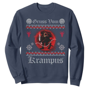 Christmas Krampus Sweatshirt Goth Xmas Gruss Von Krampus Ugly Christmas Sweater Evil Pajama TS10 Navy Print Your Wear