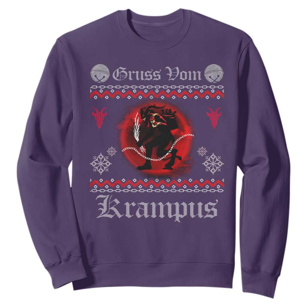 Christmas Krampus Sweatshirt Goth Xmas Gruss Von Krampus Ugly Christmas Sweater Evil Pajama TS10 Purple Print Your Wear