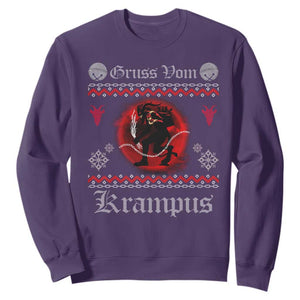 Christmas Krampus Sweatshirt Goth Xmas Gruss Von Krampus Ugly Christmas Sweater Evil Pajama TS10 Purple Print Your Wear