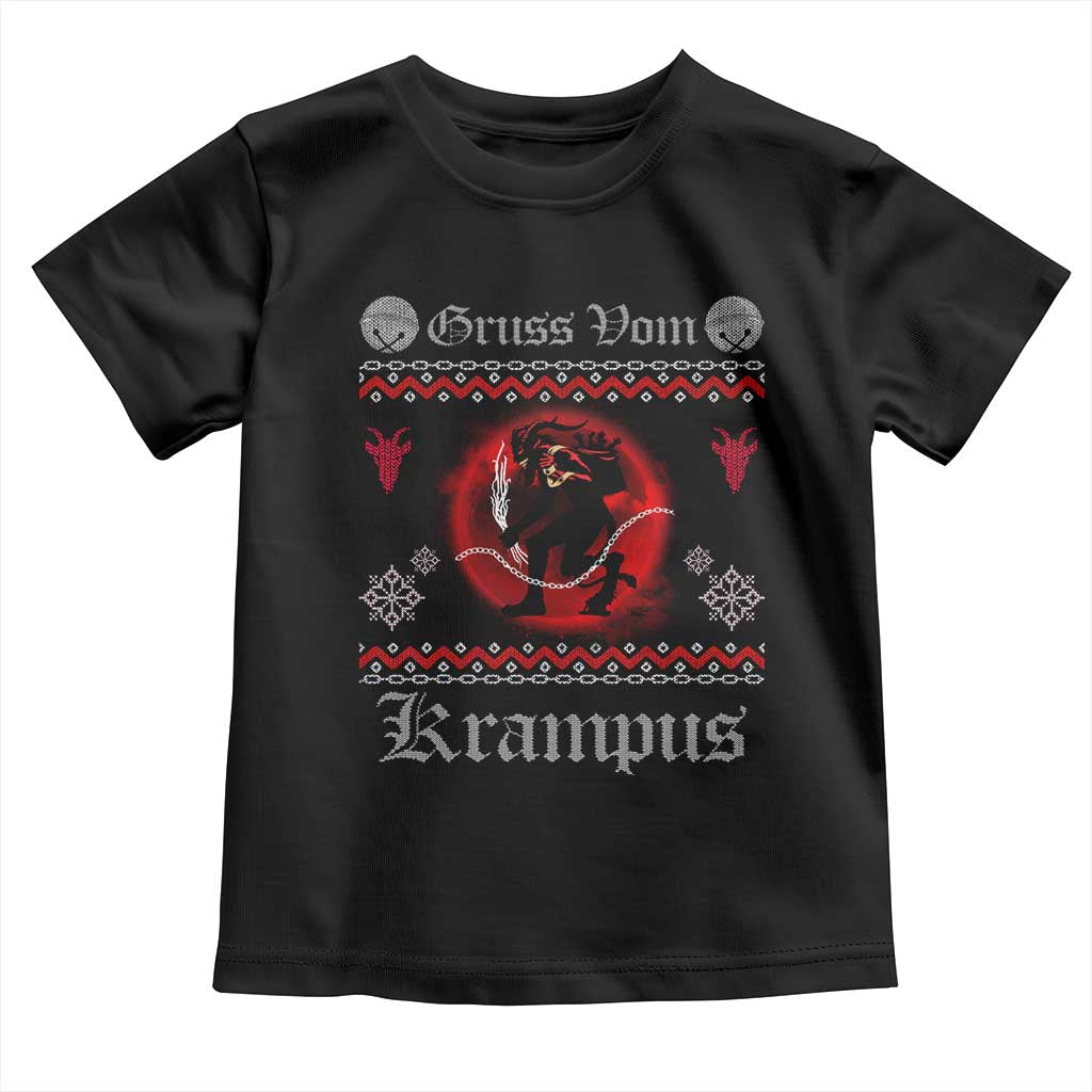 Christmas Krampus Toddler T Shirt Goth Xmas Gruss Von Krampus Ugly Christmas Sweater Evil Pajama TS10 Black Print Your Wear