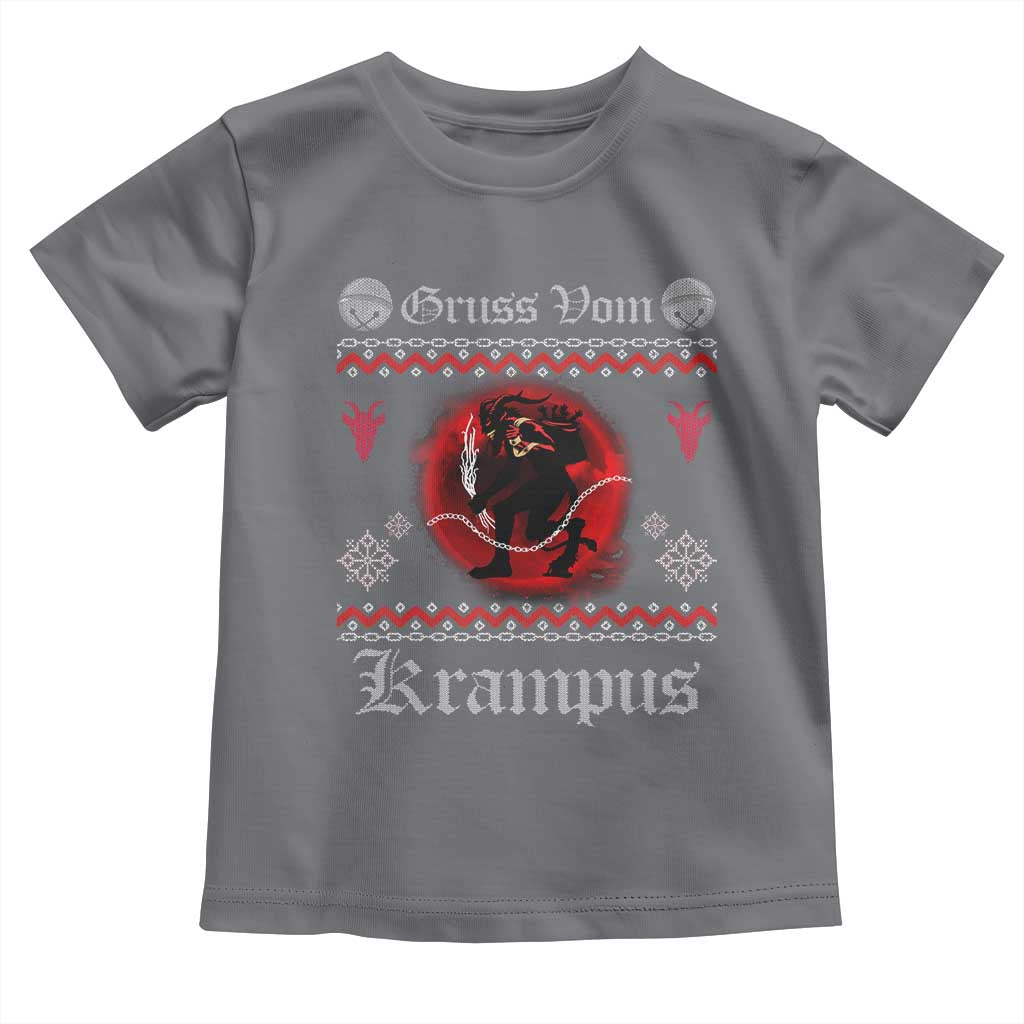 Christmas Krampus Toddler T Shirt Goth Xmas Gruss Von Krampus Ugly Christmas Sweater Evil Pajama TS10 Charcoal Print Your Wear
