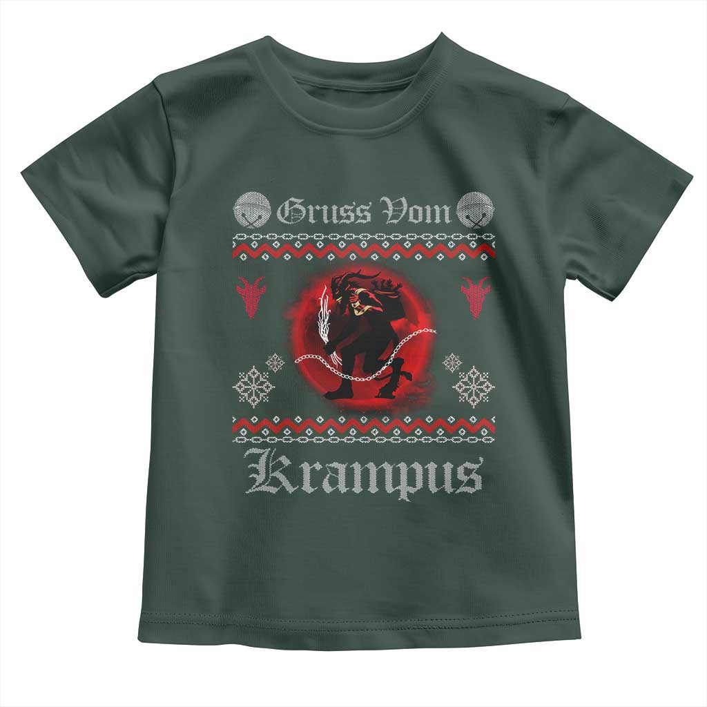 Christmas Krampus Toddler T Shirt Goth Xmas Gruss Von Krampus Ugly Christmas Sweater Evil Pajama TS10 Dark Forest Green Print Your Wear
