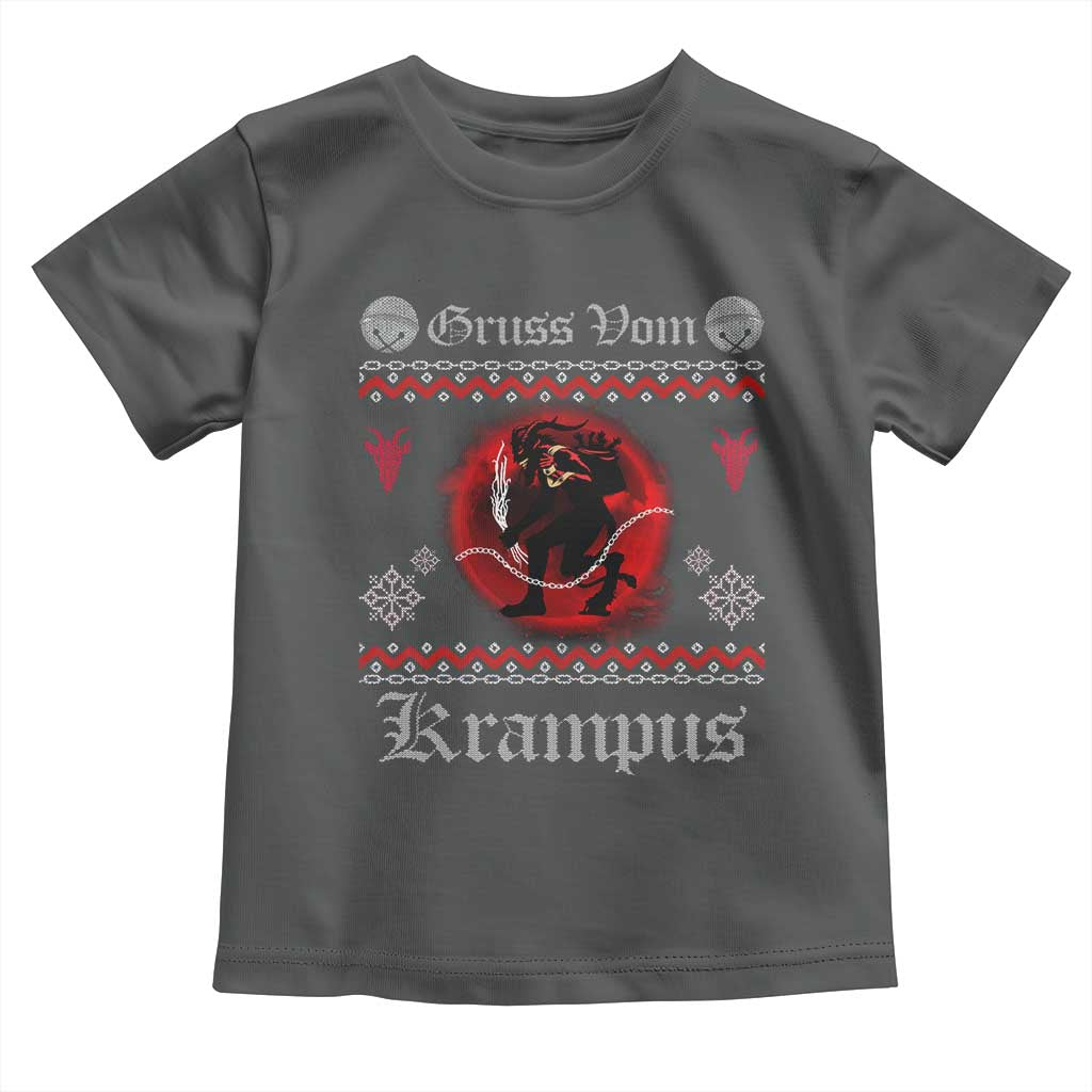 Christmas Krampus Toddler T Shirt Goth Xmas Gruss Von Krampus Ugly Christmas Sweater Evil Pajama TS10 Dark Heather Print Your Wear