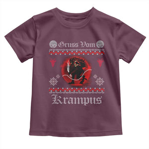 Christmas Krampus Toddler T Shirt Goth Xmas Gruss Von Krampus Ugly Christmas Sweater Evil Pajama TS10 Maroon Print Your Wear