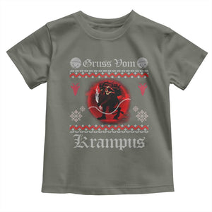 Christmas Krampus Toddler T Shirt Goth Xmas Gruss Von Krampus Ugly Christmas Sweater Evil Pajama TS10 Military Green Print Your Wear
