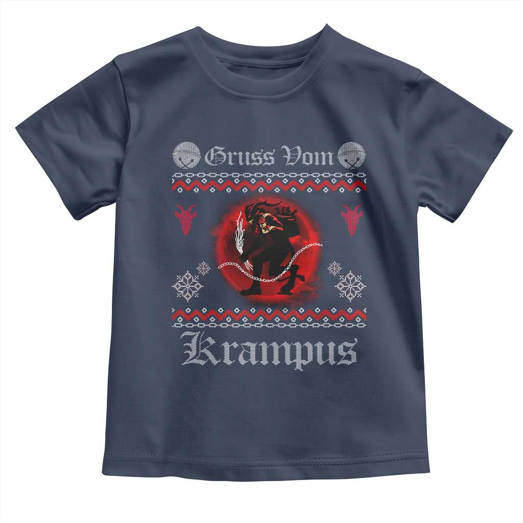 Christmas Krampus Toddler T Shirt Goth Xmas Gruss Von Krampus Ugly Christmas Sweater Evil Pajama TS10 Navy Print Your Wear