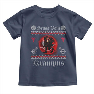 Christmas Krampus Toddler T Shirt Goth Xmas Gruss Von Krampus Ugly Christmas Sweater Evil Pajama TS10 Navy Print Your Wear