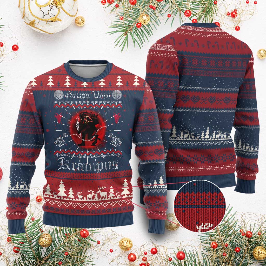 Krampus Ugly Christmas Sweater Goth Xmas Gruss Von Krampus Ugly Christmas Sweater Evil Pajama TS10 Burgundy Print Your Wear