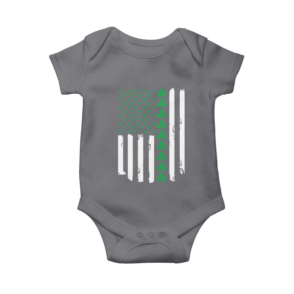 Vintage St. Patricks Day American Flag Shamrocks Baby Onesie TS10 Charcoal Print Your Wear