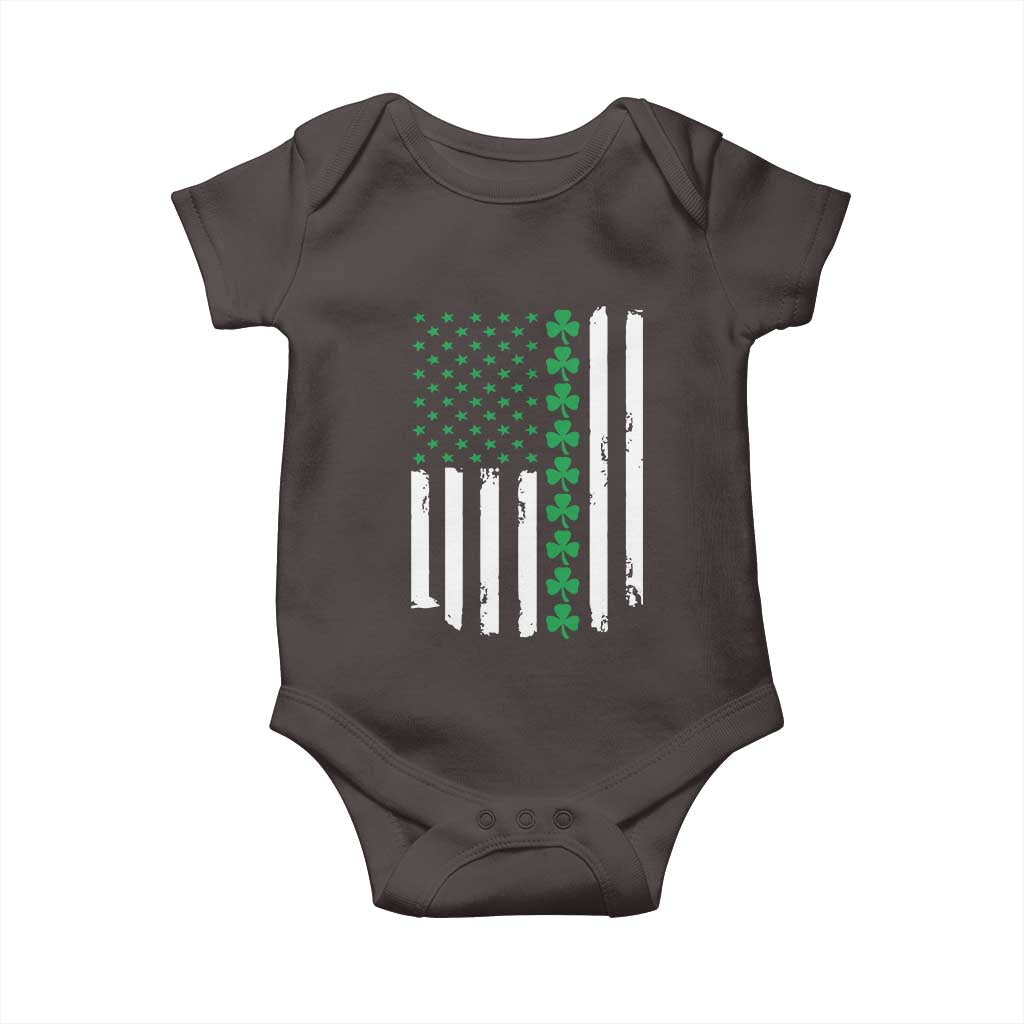 Vintage St. Patricks Day American Flag Shamrocks Baby Onesie TS10 Dark Chocolate Print Your Wear