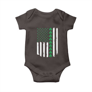 Vintage St. Patricks Day American Flag Shamrocks Baby Onesie TS10 Dark Chocolate Print Your Wear