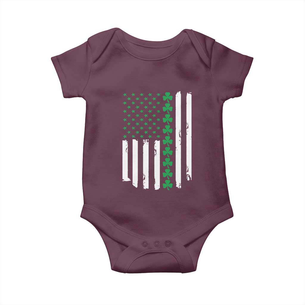 Vintage St. Patricks Day American Flag Shamrocks Baby Onesie TS10 Maroon Print Your Wear