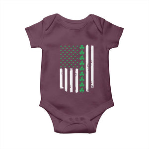 Vintage St. Patricks Day American Flag Shamrocks Baby Onesie TS10 Maroon Print Your Wear