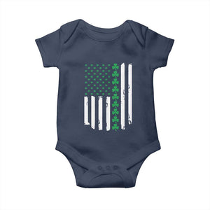 Vintage St. Patricks Day American Flag Shamrocks Baby Onesie TS10 Navy Print Your Wear