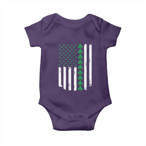 Vintage St. Patricks Day American Flag Shamrocks Baby Onesie TS10 Purple Print Your Wear