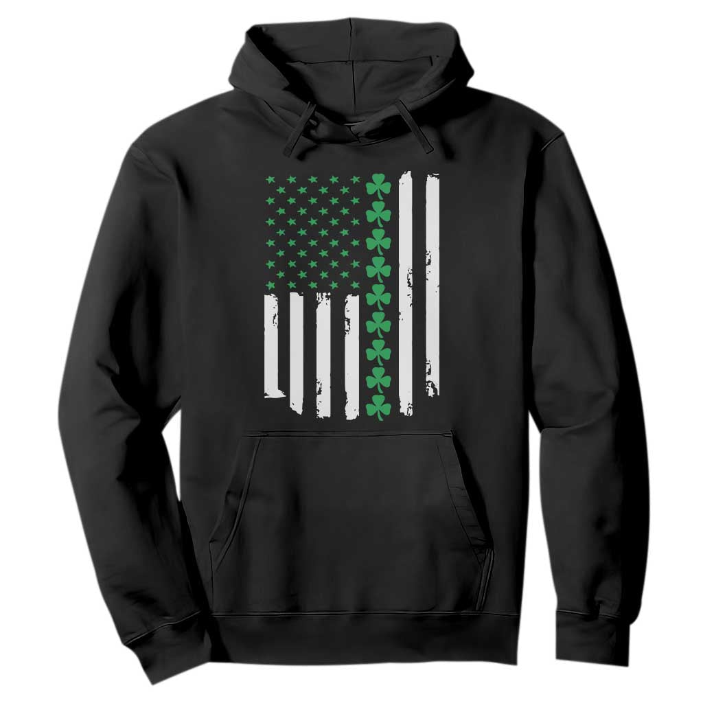 Vintage St. Patricks Day American Flag Shamrocks Hoodie TS10 Black Print Your Wear