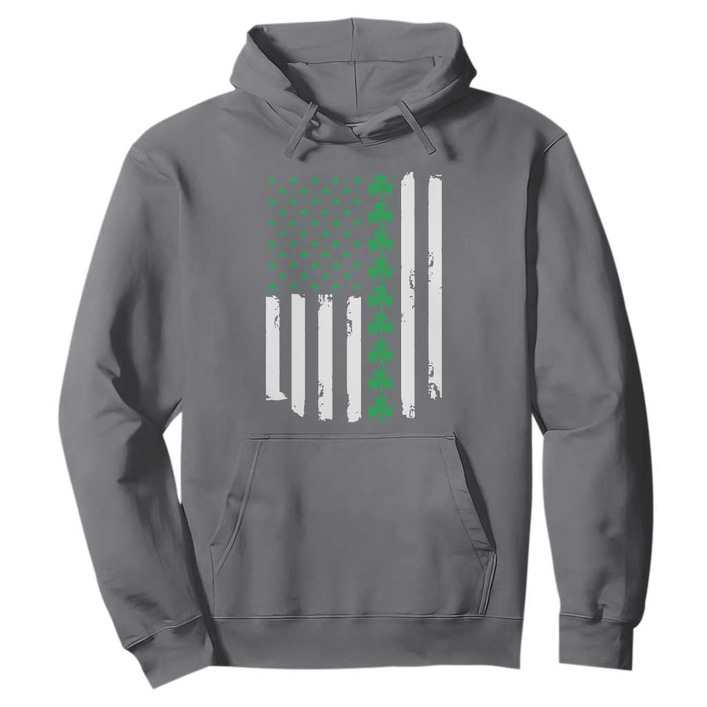 Vintage St. Patricks Day American Flag Shamrocks Hoodie TS10 Charcoal Print Your Wear