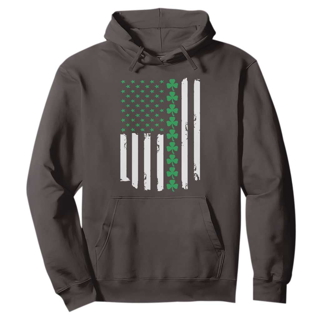 Vintage St. Patricks Day American Flag Shamrocks Hoodie TS10 Dark Chocolate Print Your Wear