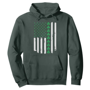 Vintage St. Patricks Day American Flag Shamrocks Hoodie TS10 Dark Forest Green Print Your Wear