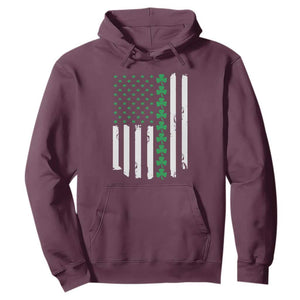 Vintage St. Patricks Day American Flag Shamrocks Hoodie TS10 Maroon Print Your Wear