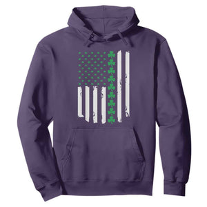 Vintage St. Patricks Day American Flag Shamrocks Hoodie TS10 Purple Print Your Wear