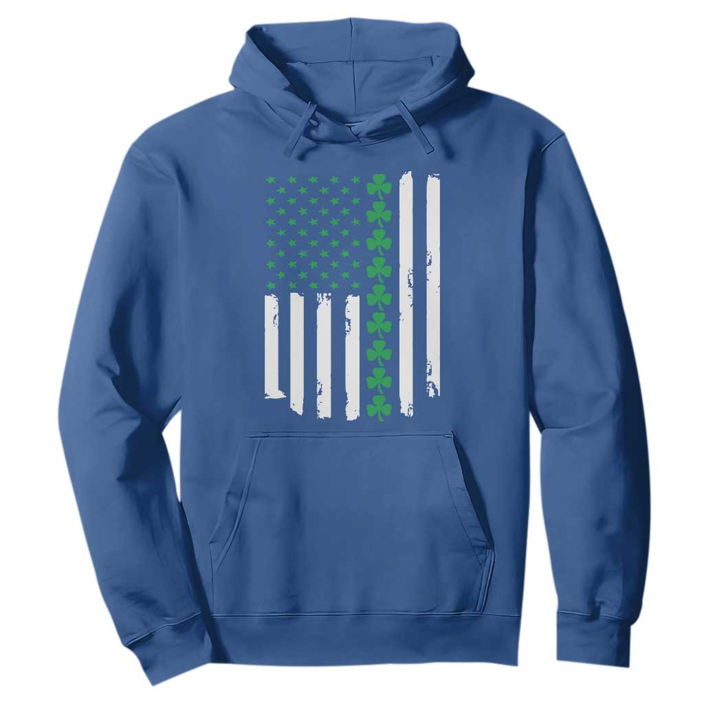 Vintage St. Patricks Day American Flag Shamrocks Hoodie TS10 Royal Blue Print Your Wear