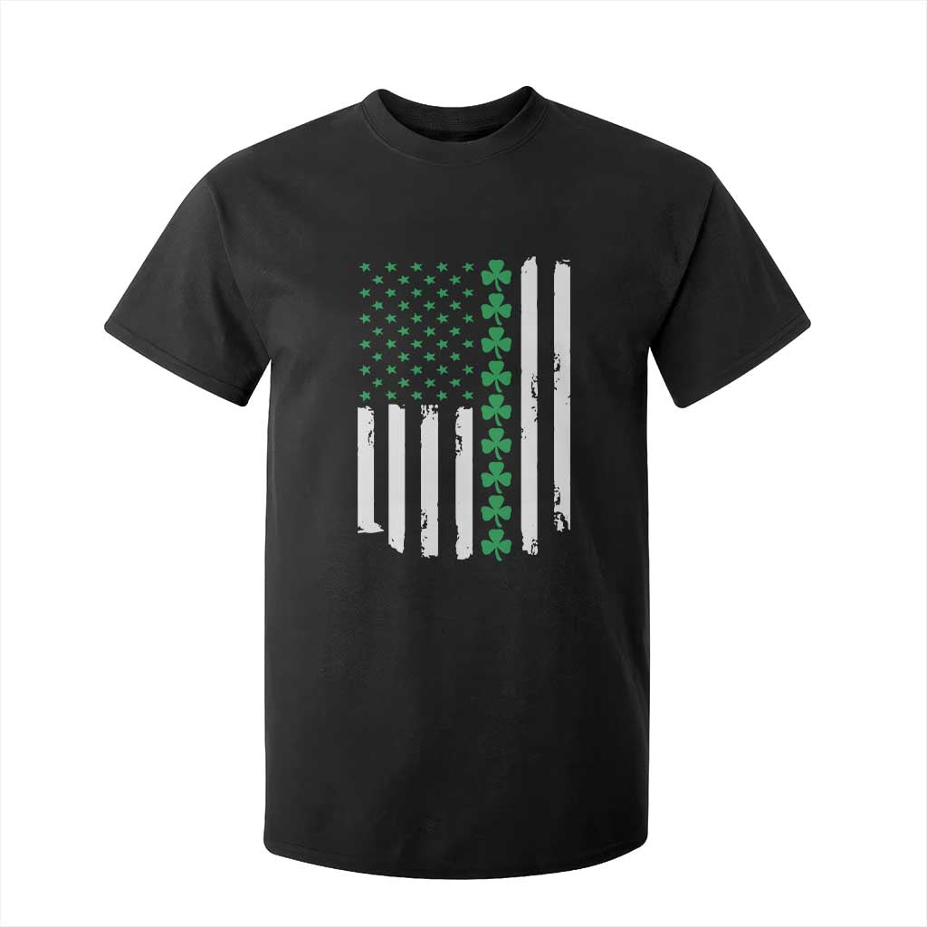 Vintage St. Patricks Day American Flag Shamrocks T Shirt For Kid TS10 Black Print Your Wear