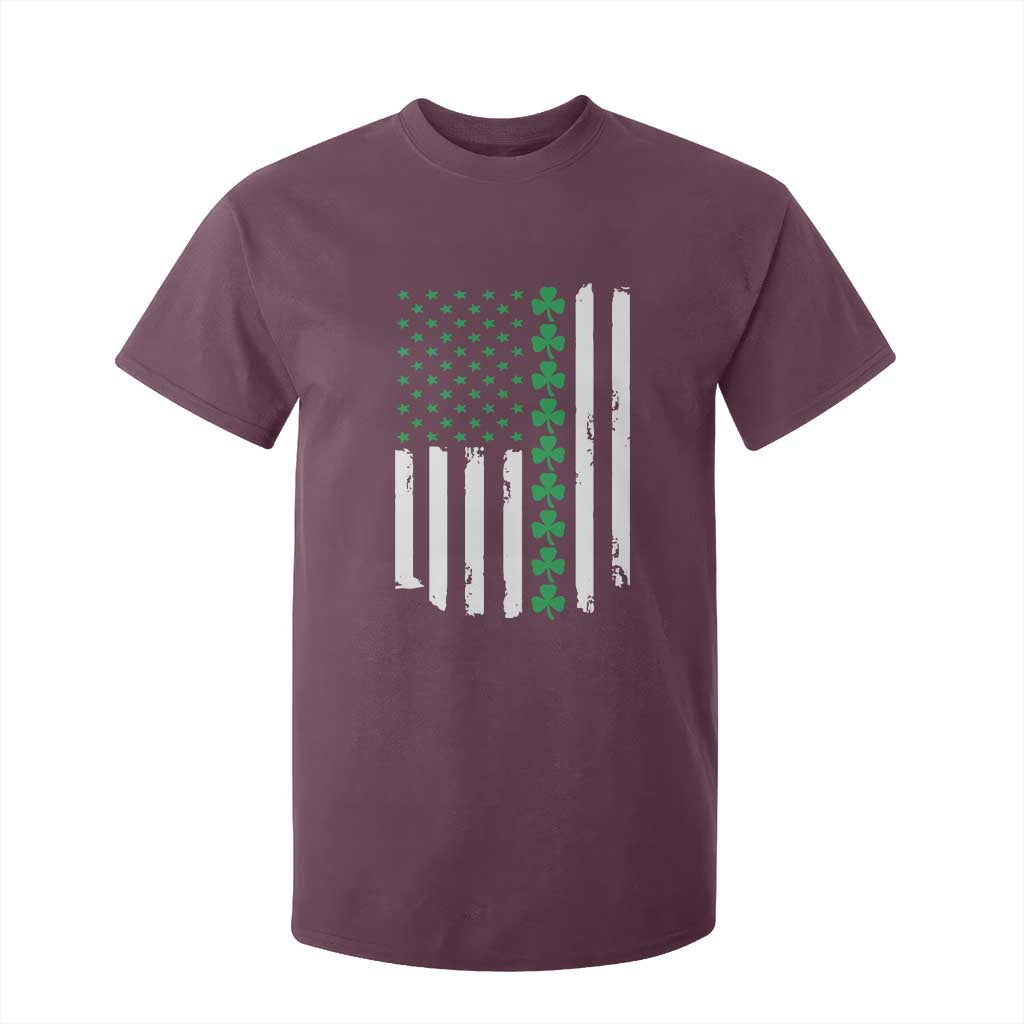 Vintage St. Patricks Day American Flag Shamrocks T Shirt For Kid TS10 Maroon Print Your Wear