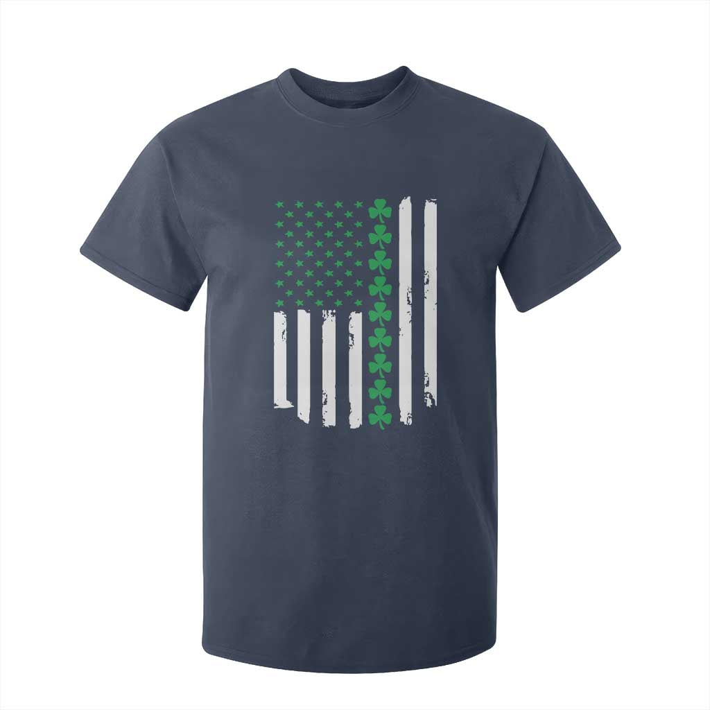 Vintage St. Patricks Day American Flag Shamrocks T Shirt For Kid TS10 Navy Print Your Wear