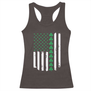 Vintage St. Patricks Day American Flag Shamrocks Racerback Tank Top TS10 Dark Chocolate Print Your Wear