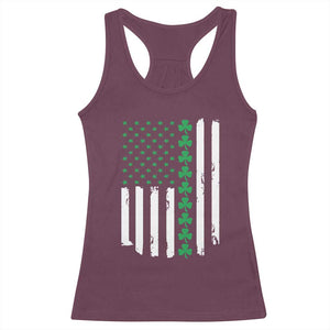 Vintage St. Patricks Day American Flag Shamrocks Racerback Tank Top TS10 Maroon Print Your Wear