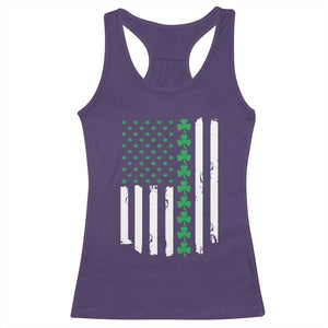 Vintage St. Patricks Day American Flag Shamrocks Racerback Tank Top TS10 Purple Print Your Wear