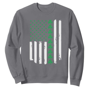 Vintage St. Patricks Day American Flag Shamrocks Sweatshirt TS10 Charcoal Print Your Wear