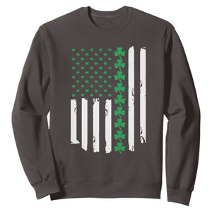 Vintage St. Patricks Day American Flag Shamrocks Sweatshirt TS10 Dark Chocolate Print Your Wear