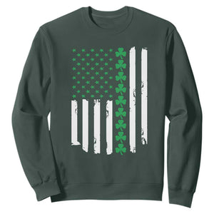 Vintage St. Patricks Day American Flag Shamrocks Sweatshirt TS10 Dark Forest Green Print Your Wear