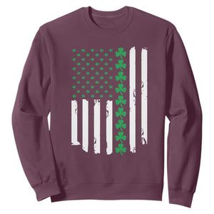 Vintage St. Patricks Day American Flag Shamrocks Sweatshirt TS10 Maroon Print Your Wear