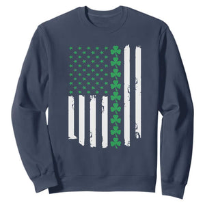 Vintage St. Patricks Day American Flag Shamrocks Sweatshirt TS10 Navy Print Your Wear
