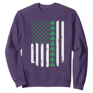 Vintage St. Patricks Day American Flag Shamrocks Sweatshirt TS10 Purple Print Your Wear