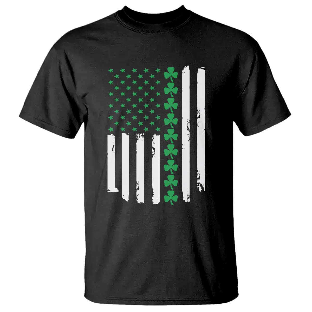 Vintage St. Patricks Day American Flag Shamrocks T Shirt TS10 Black Print Your Wear