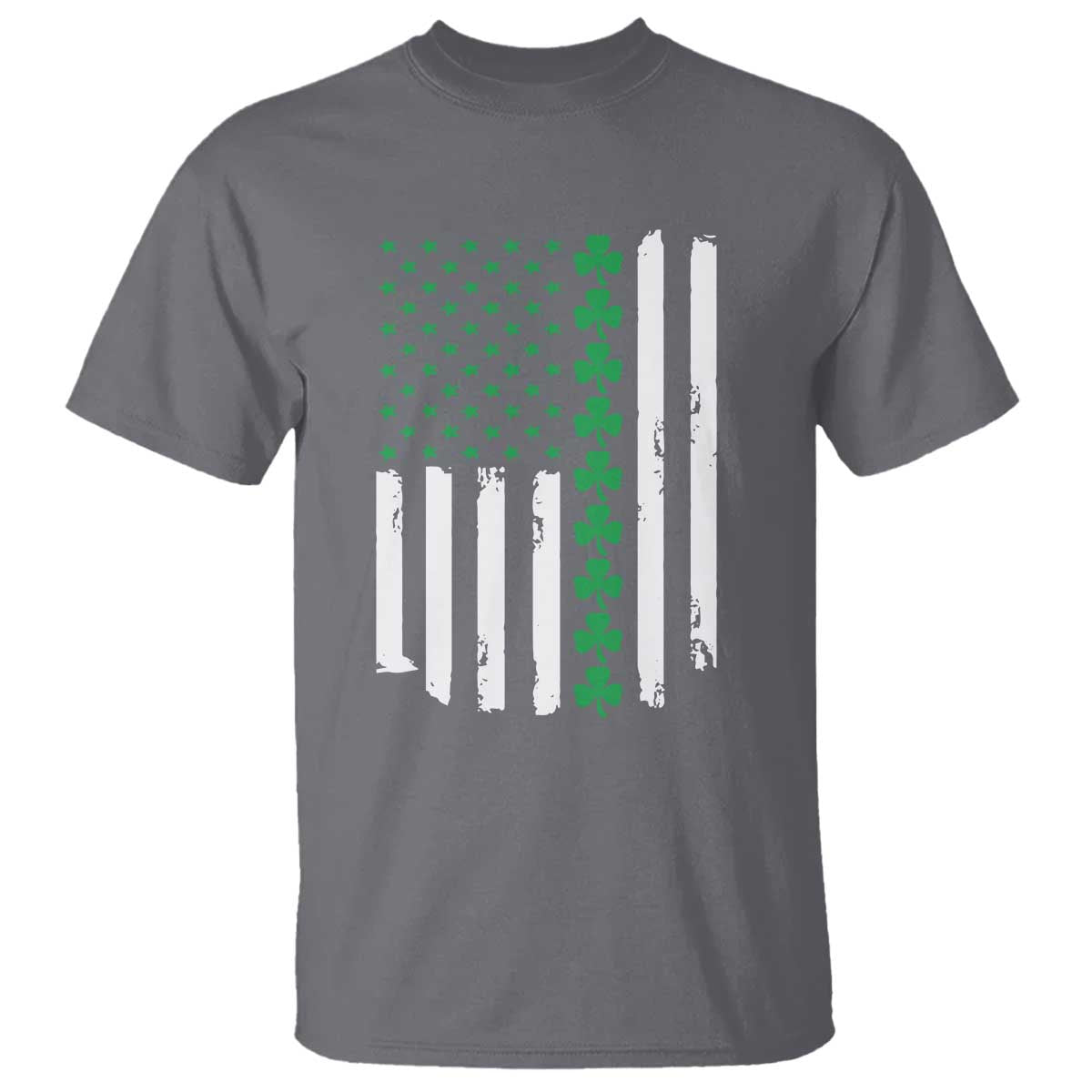 Vintage St. Patricks Day American Flag Shamrocks T Shirt TS10 Charcoal Print Your Wear