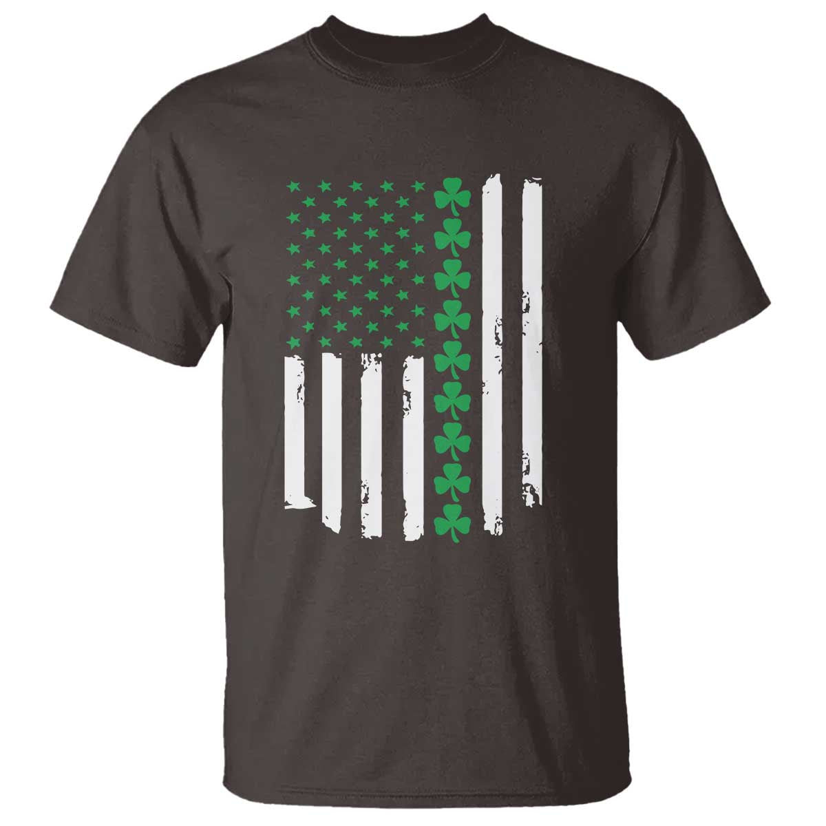 Vintage St. Patricks Day American Flag Shamrocks T Shirt TS10 Dark Chocolate Print Your Wear