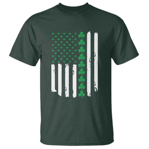 Vintage St. Patricks Day American Flag Shamrocks T Shirt TS10 Dark Forest Green Print Your Wear