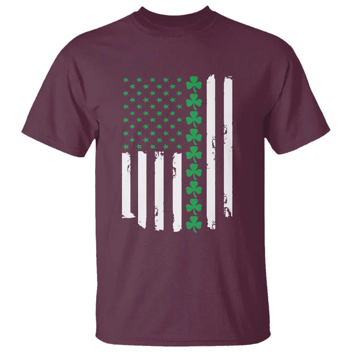 Vintage St. Patricks Day American Flag Shamrocks T Shirt TS10 Maroon Print Your Wear