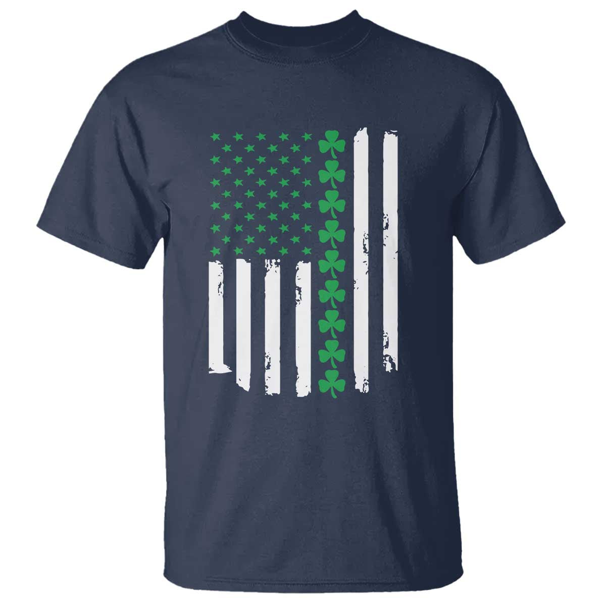 Vintage St. Patricks Day American Flag Shamrocks T Shirt TS10 Navy Print Your Wear