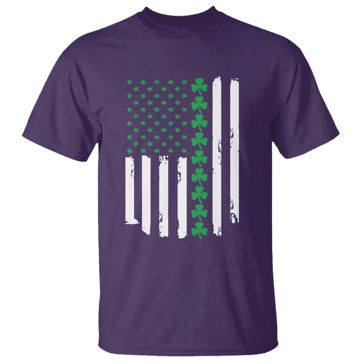 Vintage St. Patricks Day American Flag Shamrocks T Shirt TS10 Purple Print Your Wear