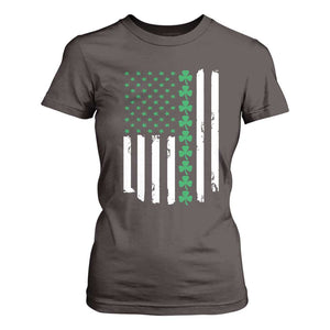 Vintage St. Patricks Day American Flag Shamrocks T Shirt For Women TS10 Dark Chocolate Print Your Wear