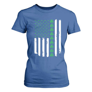 Vintage St. Patricks Day American Flag Shamrocks T Shirt For Women TS10 Royal Blue Print Your Wear