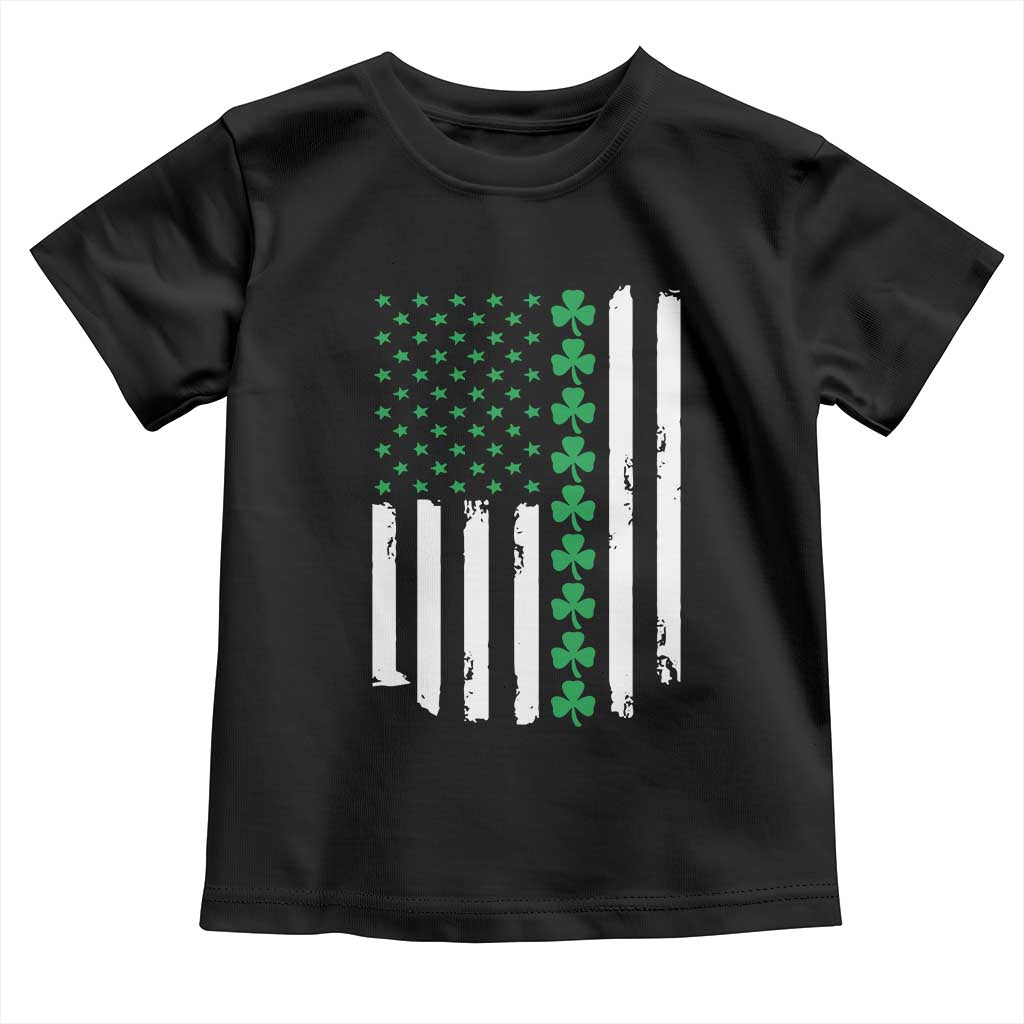 Vintage St. Patricks Day American Flag Shamrocks Toddler T Shirt TS10 Black Print Your Wear
