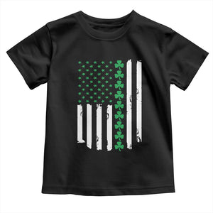 Vintage St. Patricks Day American Flag Shamrocks Toddler T Shirt TS10 Black Print Your Wear